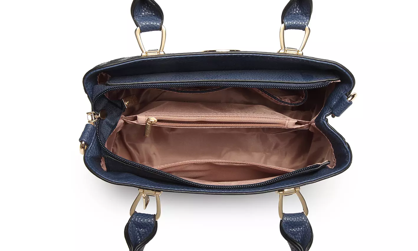 Miss Lulu Leather Look Weave Effect Shoulder Bag With Long Stap