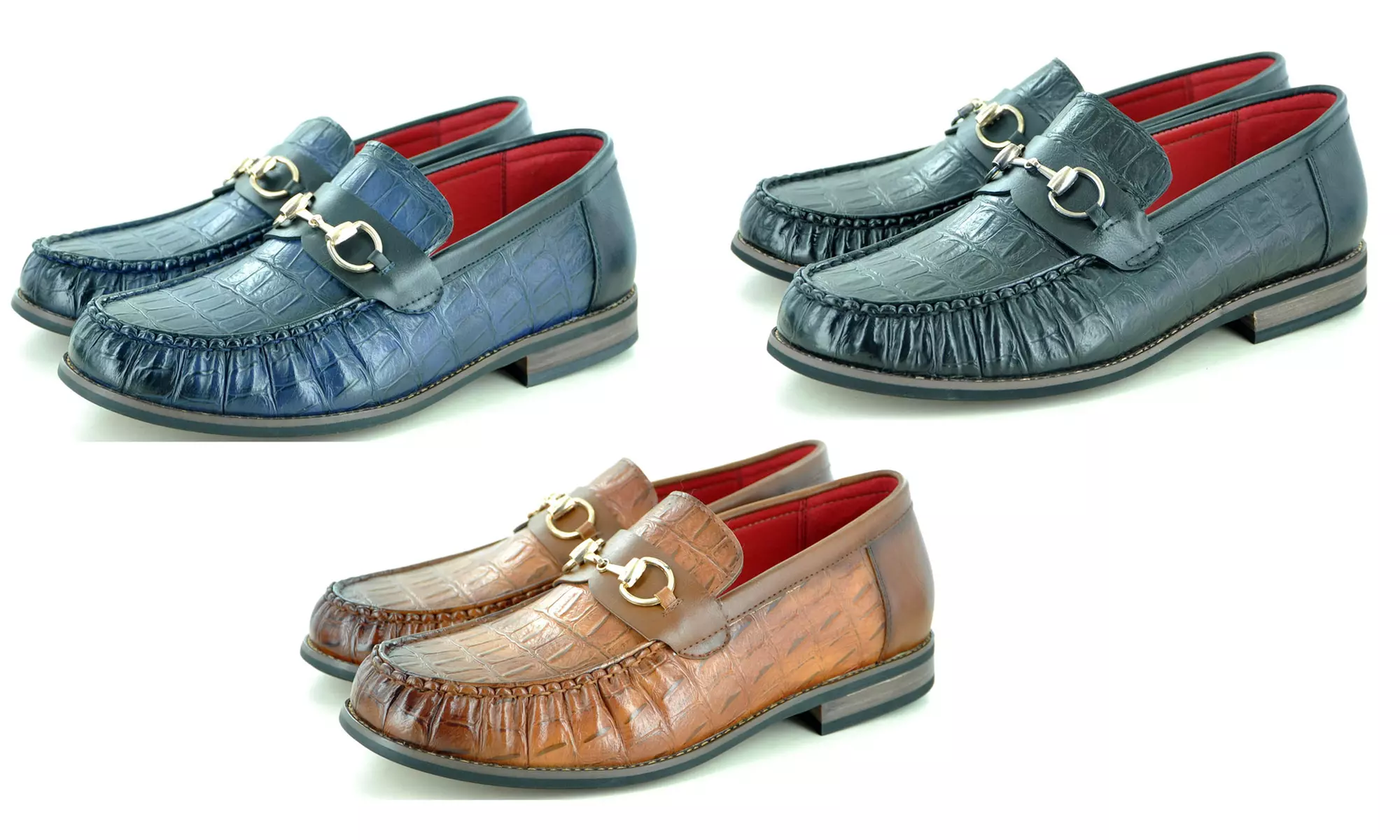 Mocassins effet crocodile à boucle pour homme - Primary Image