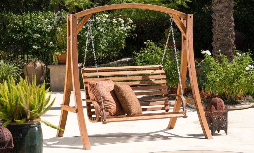 garden swing bench groupon