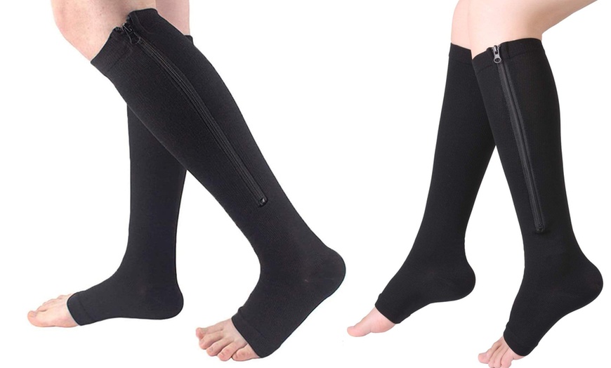 Image 6: One or Two Pairs of Open-Toe Compression Socks