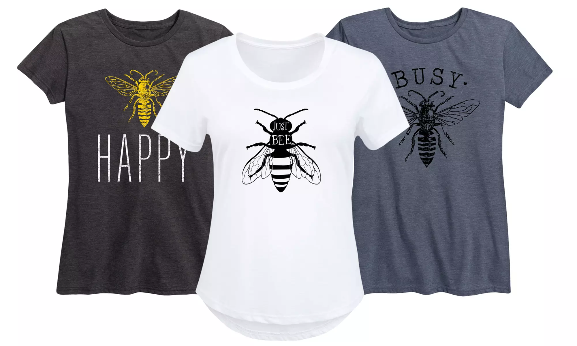 Women's Bee Happy Tees. Plus Sizes Available. - Primary Image