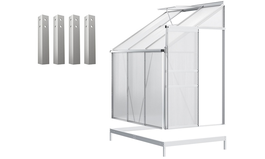 Image 5: Outsunny Lean to Wall Polycarbonate Greenhouse