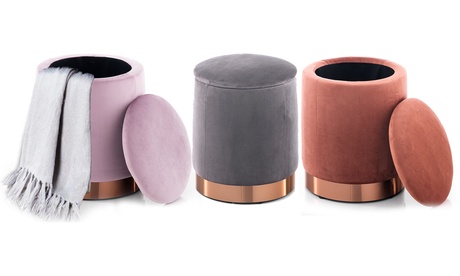 Pouf imbottito Dido con contenitore disponibile in 3 colori