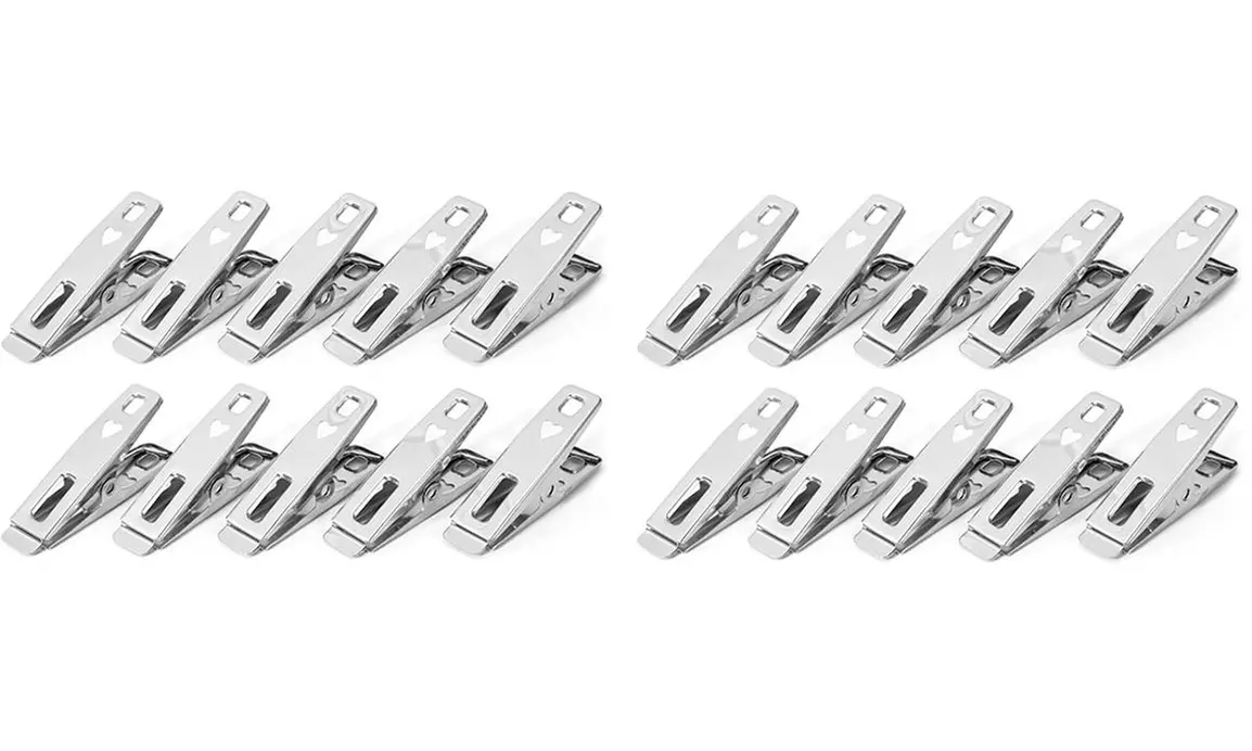 Up to 80 Multifunctional Stainless Steel Weatherproof Clothes Laundry Pegs - Primary Image