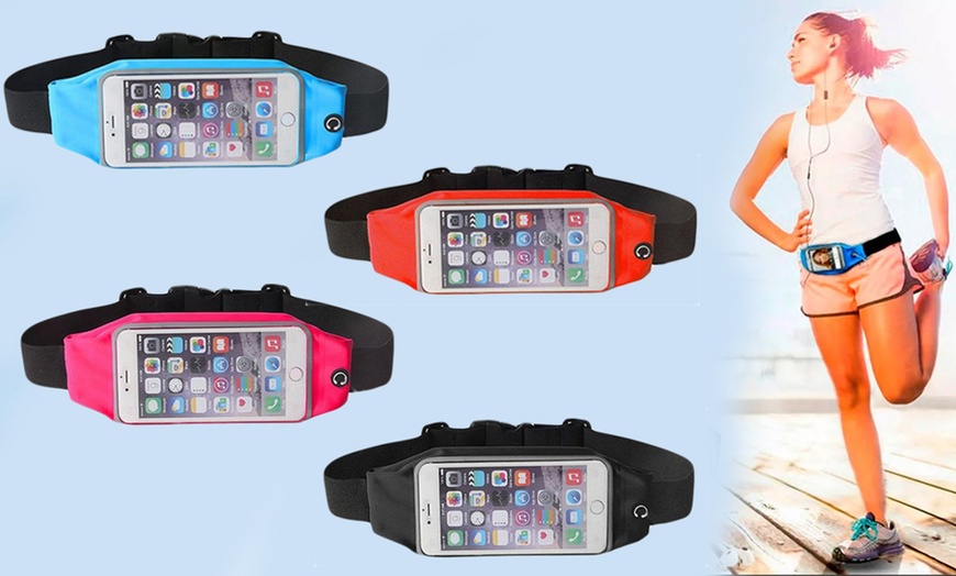 Image 1: Adjustable Smartphone Running Belt