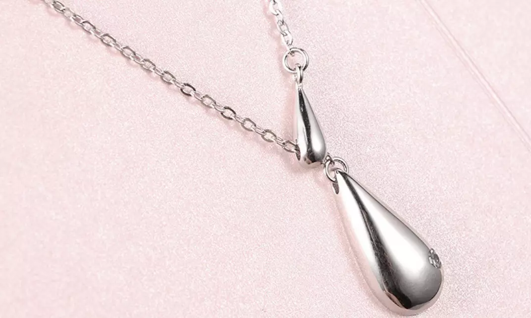 Sterling Silver Lariat Water Drop Pendant Necklace Made with Swarovski Crystal - Primary Image