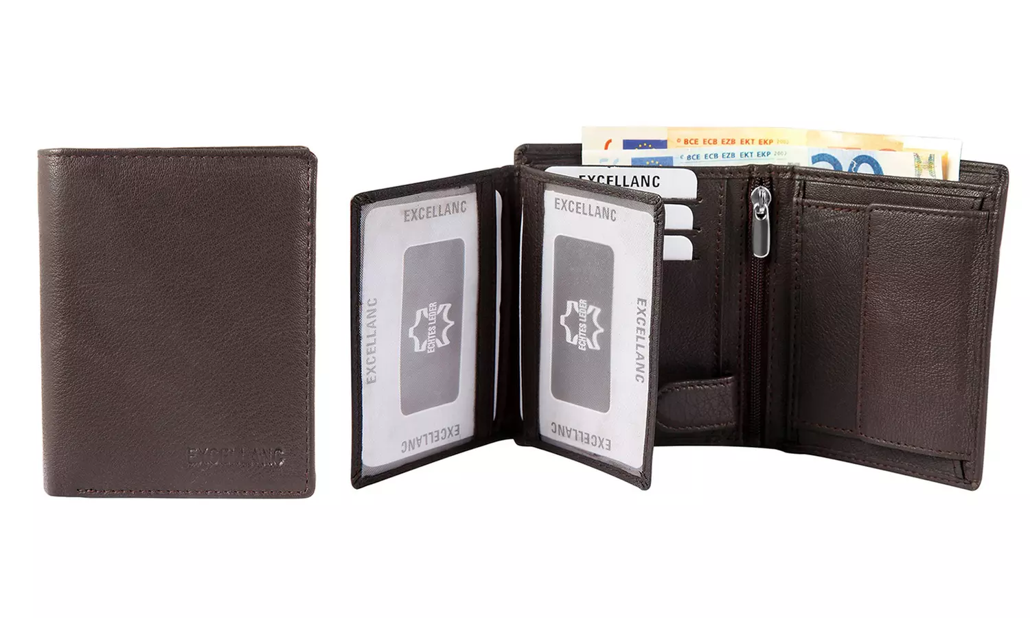 1x, 2x, oder 3x Herren- oder Unisex-Geldbörse aus Leder