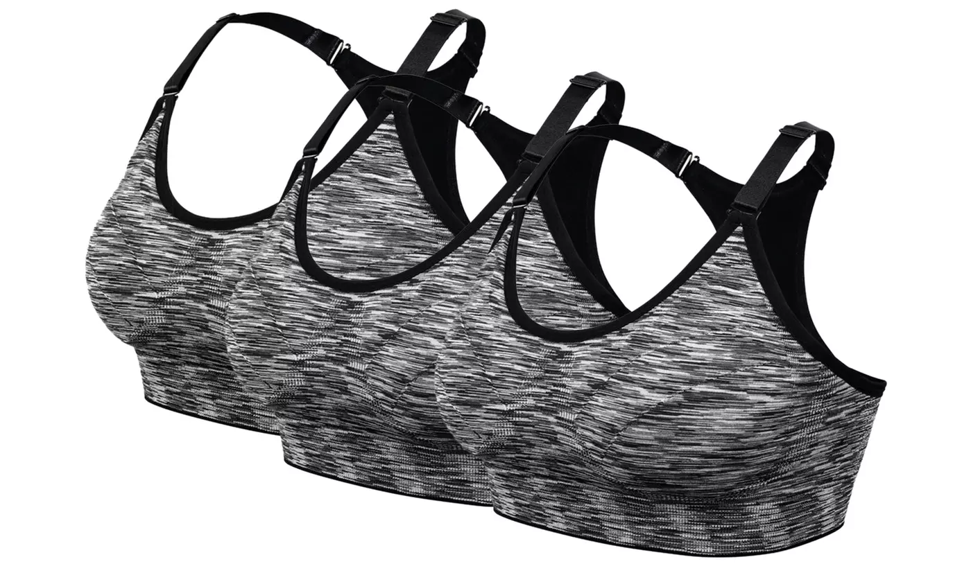 Women's Seamless Yoga Sport Bra Wirefree Padded Racerback Straps