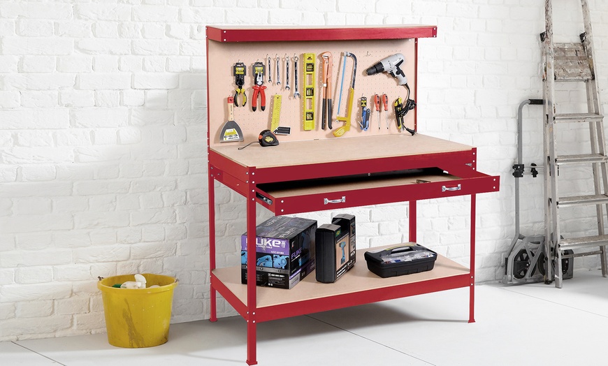 Image 4: Neo Workbench with Heavy-Duty Steel Pegboard