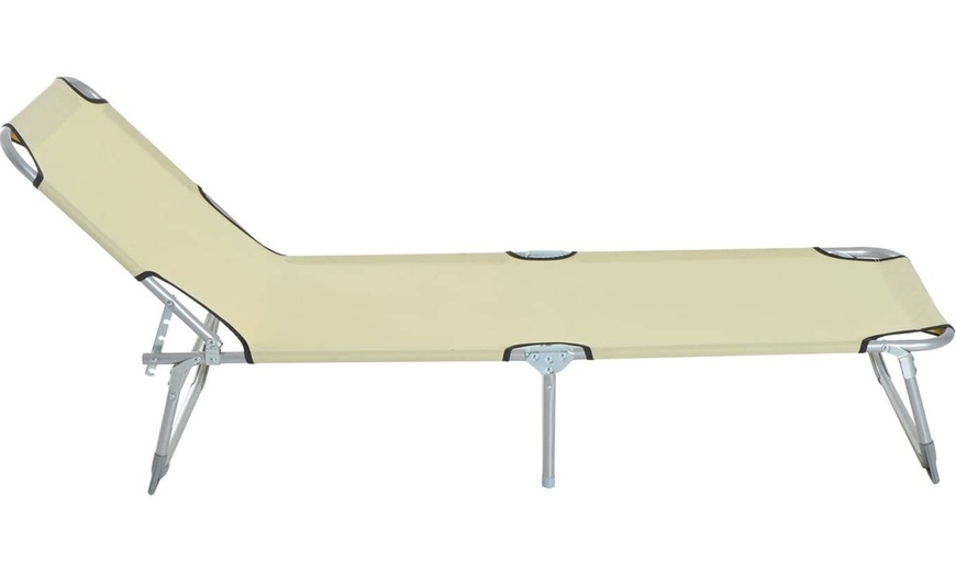 Image 2: Outsunny Folding Sun Lounger