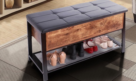 Cassapanca pouf contenitore con ripiano scarpiera