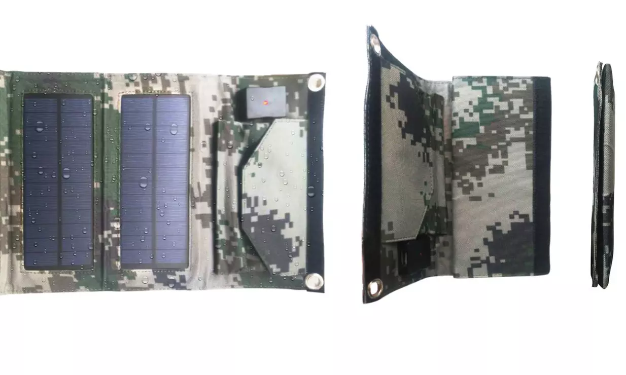 Solarpanel mit 3 Solar-Flächen und USB-Slot in Camouflage oder Schwarz inkl. Versand - Second Medium