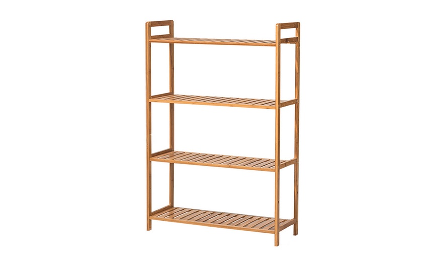 Image 11: Bamboo Wood-Tiered Book Storage Shelf Collection
