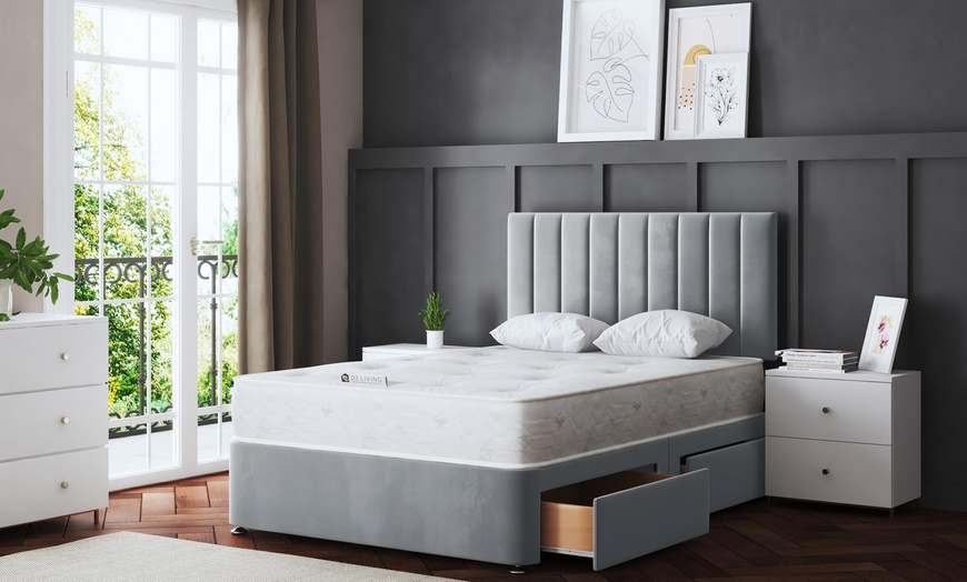 Image 6: DS Living Amelia Upholstered Panel Divan Bed with Optional Mattress
