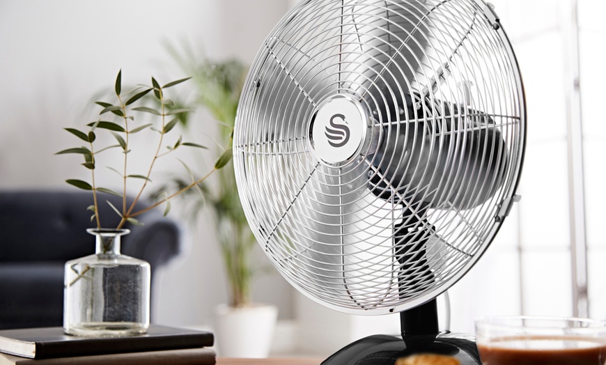 Image 32: Swan Retro Clock, Stand or Desk Fan
