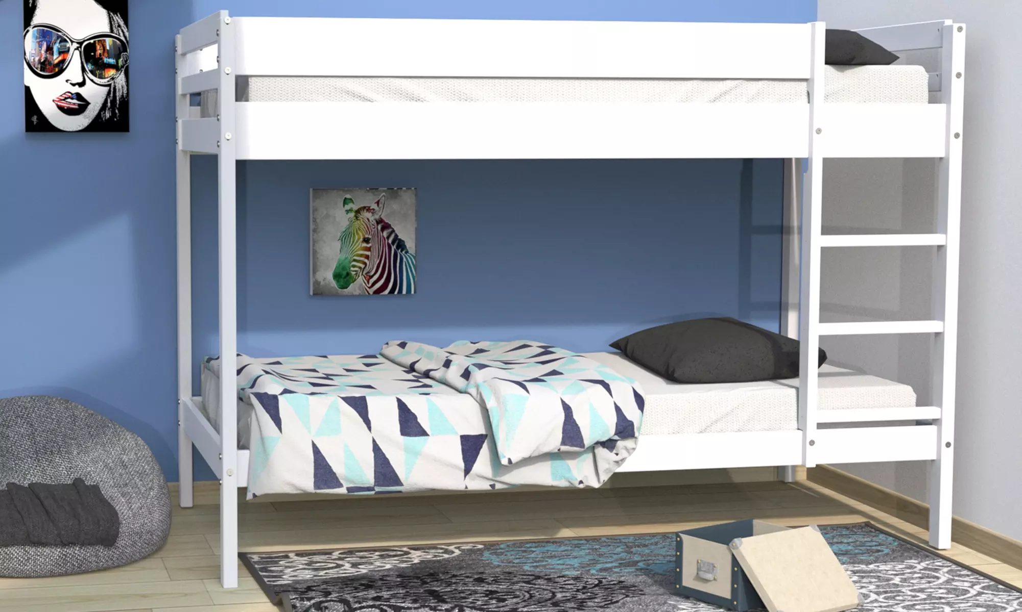 Lits superposés en bois avec sommiers 90x190 cm. Livraison offerte - Primary Image