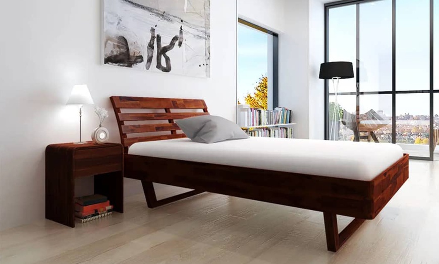 Image 2: Solid Acacia Wood Bed Frame