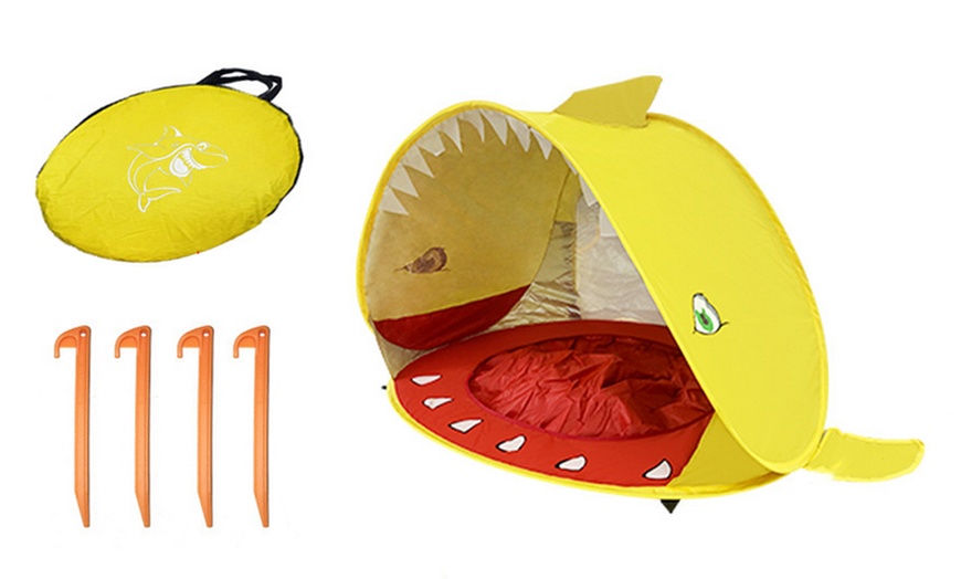 Image 4: Novelty Shark Portable Outdoor Pop Up Beach Shade Tent