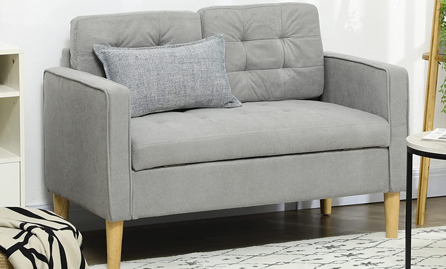 Image 9: Homcom Two-Seater Storage Sofa