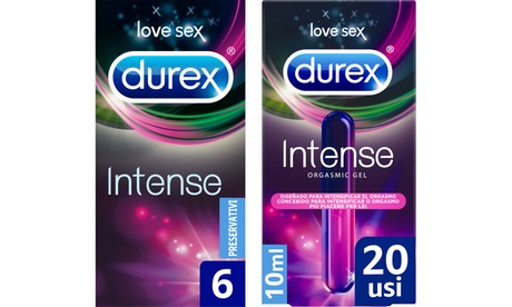Fino a 6 pacchi di profilattici Durex Intense e Gel lubrificante Intense Orgasmic