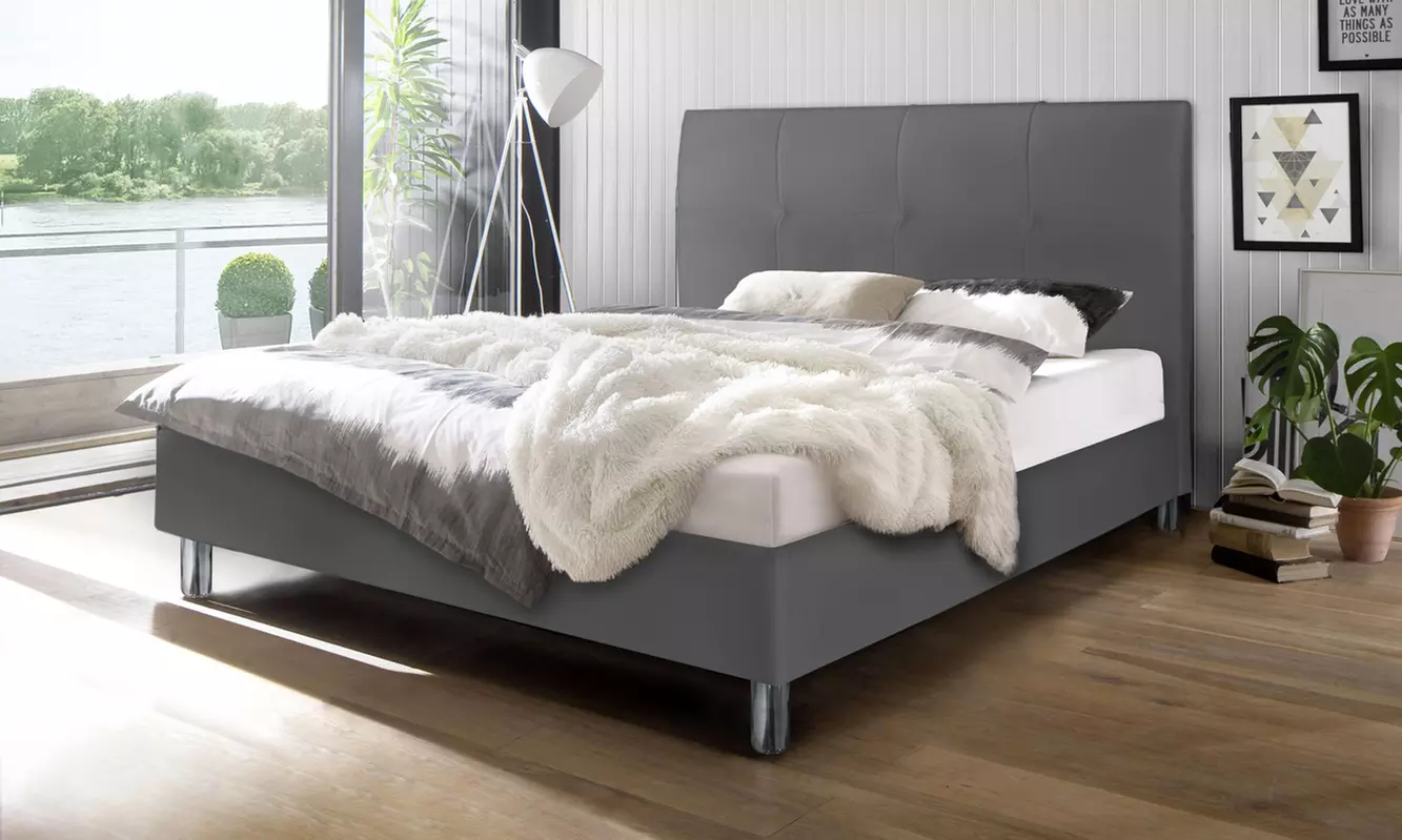 Lit Flamingo en Simili cuir ou en suédine, avec matelas en option. Livraison offerte - Primary Image