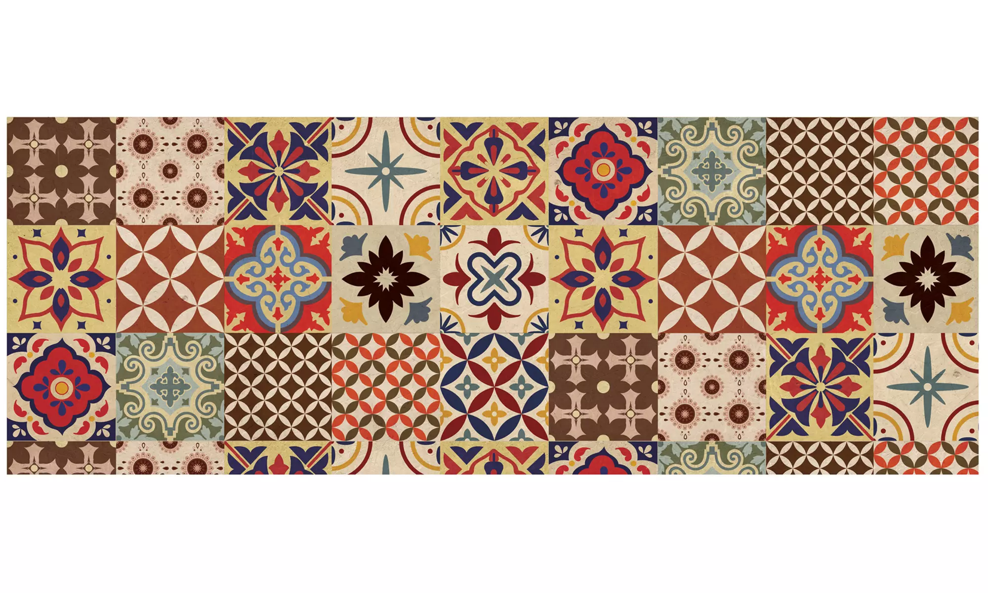 Alfombra de cocina con diseño de azulejos y reverso antideslizante