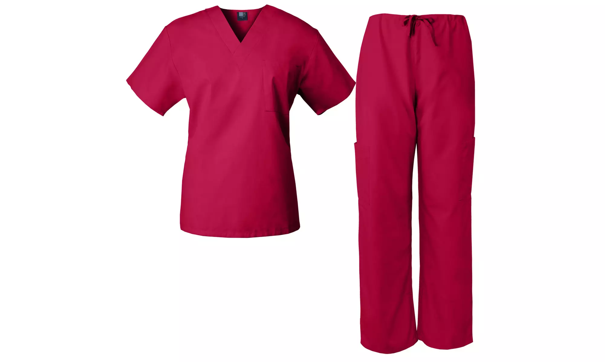 Medgear Unisex Chest Pocket Top and Cargo Drawstring Pants Scrub Set  - Second Medium
