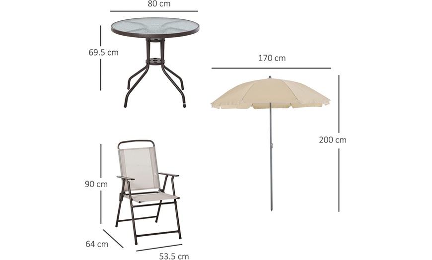 Image 9: Outsunny Six-Piece Garden Bistro Set