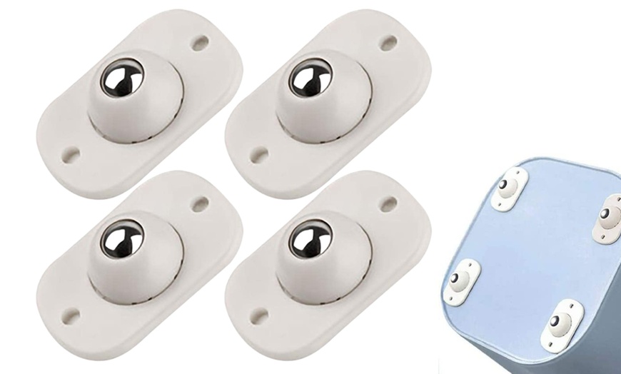 Image 2: 8 or 16 Mini Universal Self-Adhesive 360° Swivel Castors