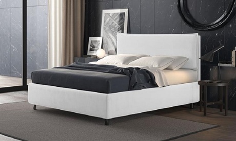 Letto Peterson con contenitore e testiera disponibile in 4 modelli, 3 dimensioni e vari colori, con spedizione gratuita