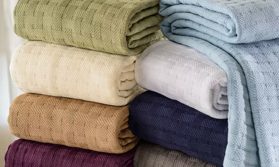 Verona and Velstand 100% Cotton Basket Weave Blanket - Primary Image