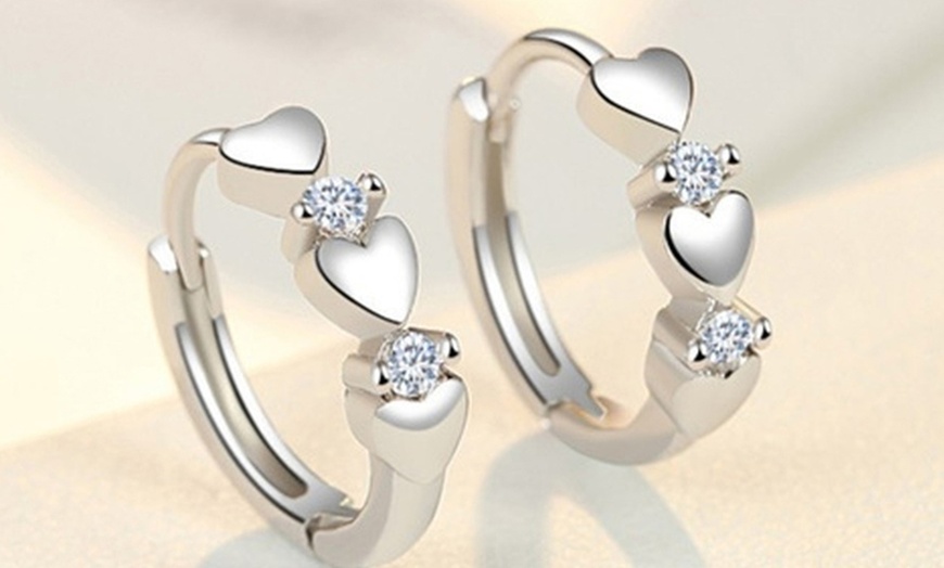 Image 1: Heart-Shaped Hoop Earrings