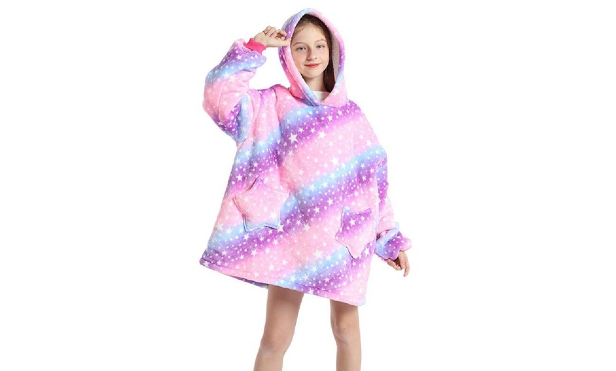 Image 18: Kids' Oversized Fluffy Hoodie Blanket