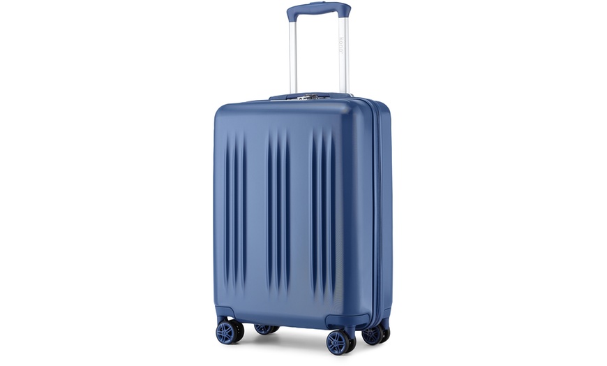 Image 26: Five-Piece Striped Expandable ABS+PC 20", 24'' and 28'' Suitcase 