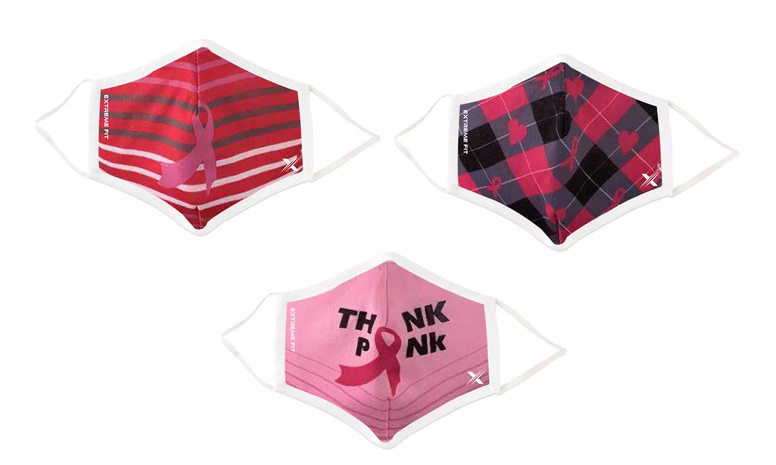 Breast Cancer Awareness Reusable Fabric Non-Medical Face Masks (3-Pack) - Primary Image