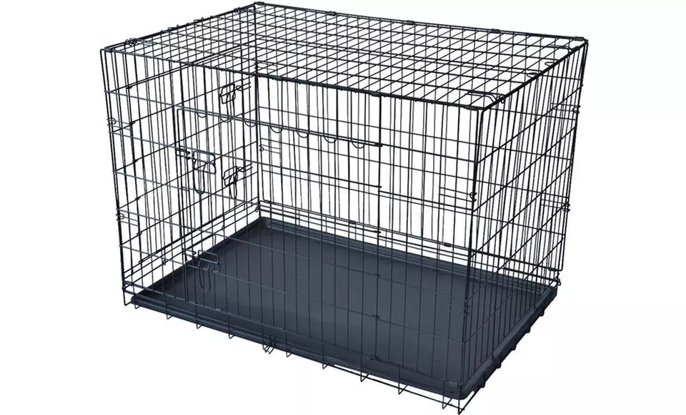 Pet Kennel Cat and Dog Folding Crate Wire Metal Cage with Divider - Primary Image