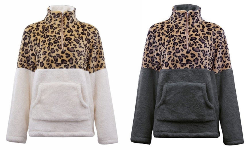 Image 13: Animal Print Plush Sweater