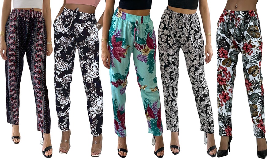 Image 1: Women's Travel Printed Cotton Trousers
