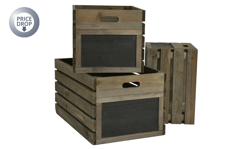 Image 1: Rustic Wooden Crates Three-Pack