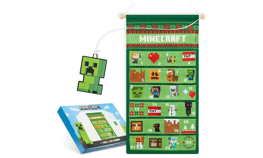 Image 1: Minecraft Reusable Christmas Advent Calendar, Customisable with 24 Pockets