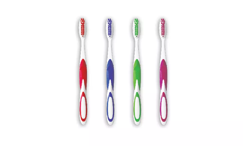 Deluxe Clean Toothbrush with Tongue and Cheek Cleaner (12-Pack) - Second Medium