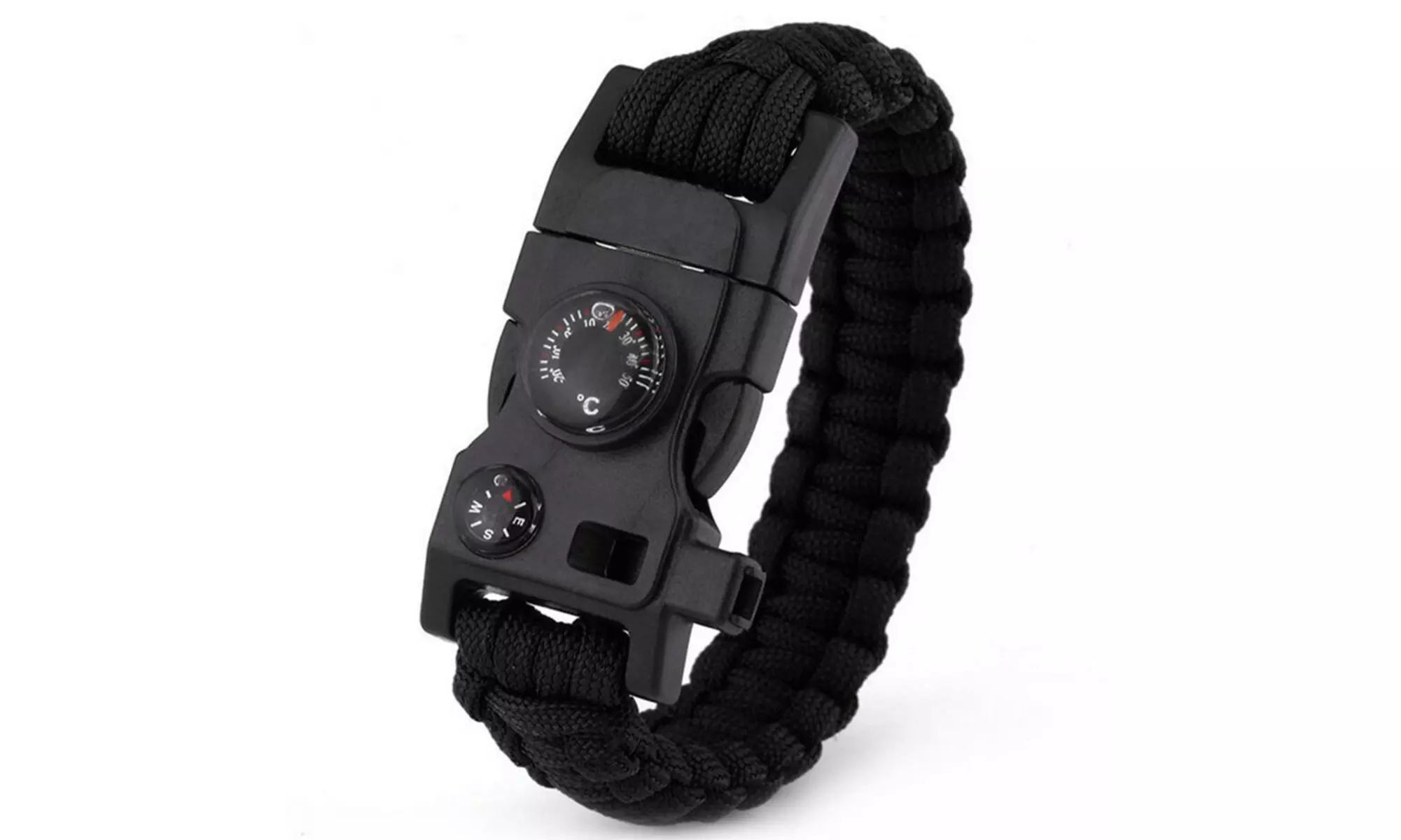 Survival-Armband mit Kompass in Schwarz oder Grün - Second Medium