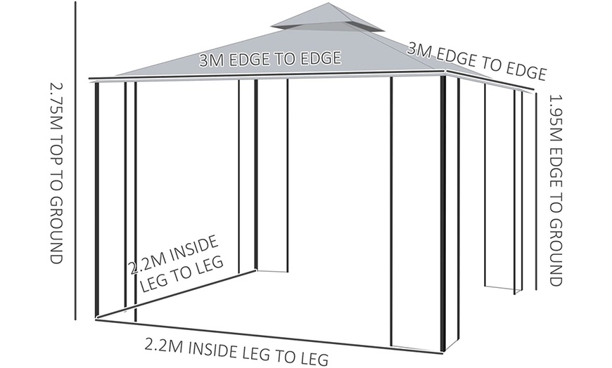 Image 4: Outsunny Steel Frame Outdoor Gazebo