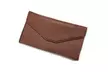 Bolso cartera de sobre elegante; marrón/verde, múltiples ranuras, compartimento con cremallera para monedas - Second Medium