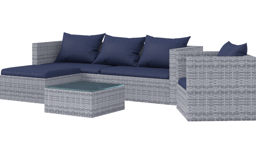 Image 4: Modular Corner Rattan-Effect Furniture Set with Optional Cover