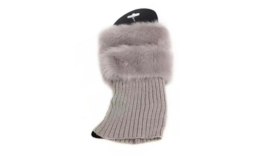 Image 11: Faux Fur Knitted Boots Toppers