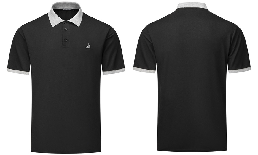 Image 2: Men's Contrast-Collar Polo