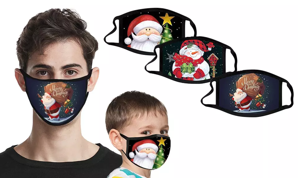 1, 2, 3 ou 6 masques imprimés de Noël - Primary Image