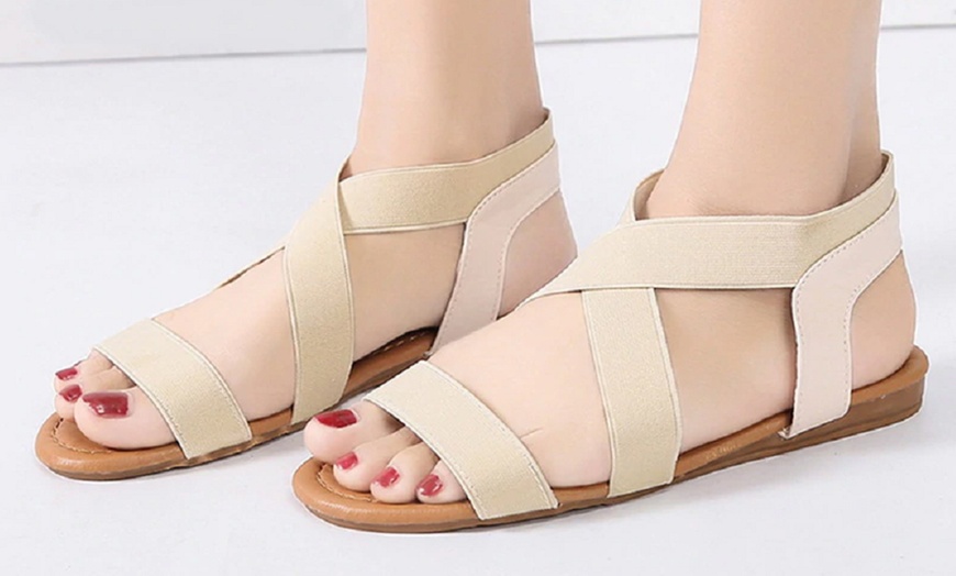 Image 11: Elastic Flat Strap Sandals