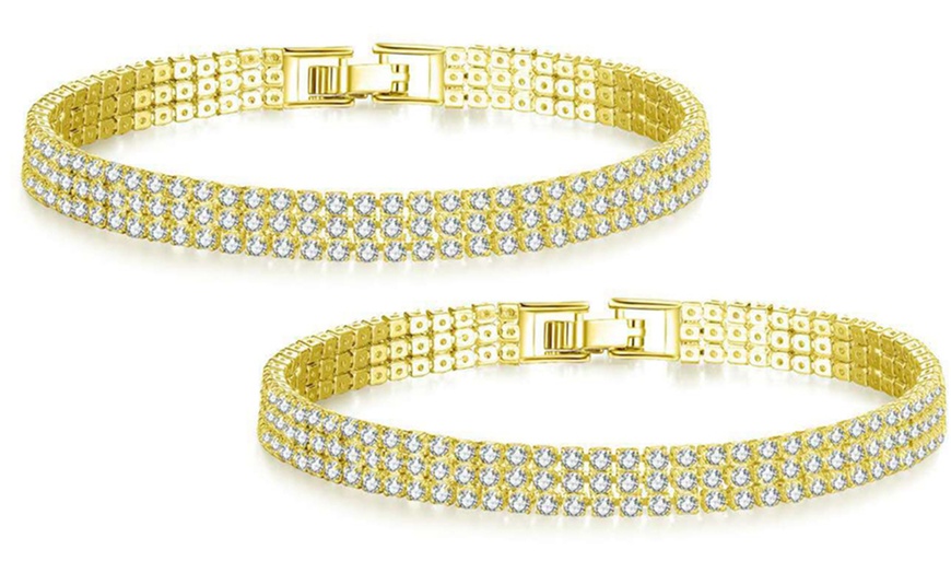 Image 6: Three-Row Pave Bracelet Made with Crystals from Swarovski®